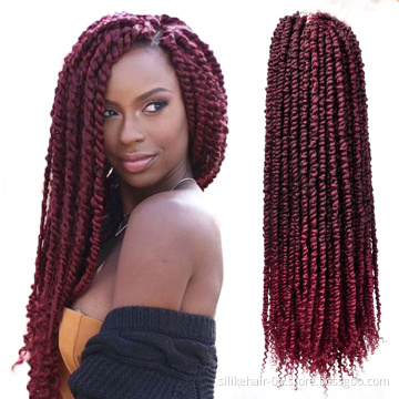 Long 24Inch Ombre Red Black Women Pre-Looped Spring Bomb Braids Bulk Passion Twist Crochet Braiding Synthetic Hair Extensions